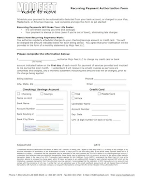 Mojo Payment Authorization Form